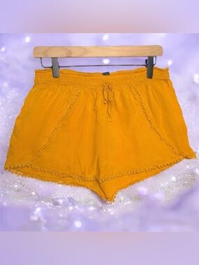Primark Women’s Boho Soft Drawstring Lingerie Shorts in Mustard Yellow Size 10